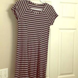 Navy and white striped swing dress